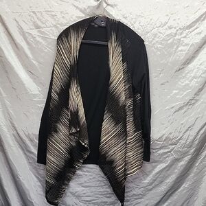 casual Express earth Tone Geometric Open Front Shrug Cardigan Womens SZ M